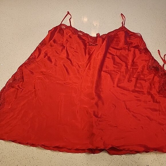 Vintage Intimate Attitudes Red Chemise 6X Lingerie Satin pj Sleepwear Sexy Slip - Picture 4 of 9